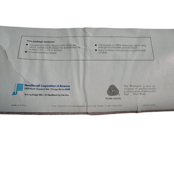 Vintage Wonder Art Wool Stitchery Tiger Picture Embroidery Kit Unworked - Picture 4 of 10